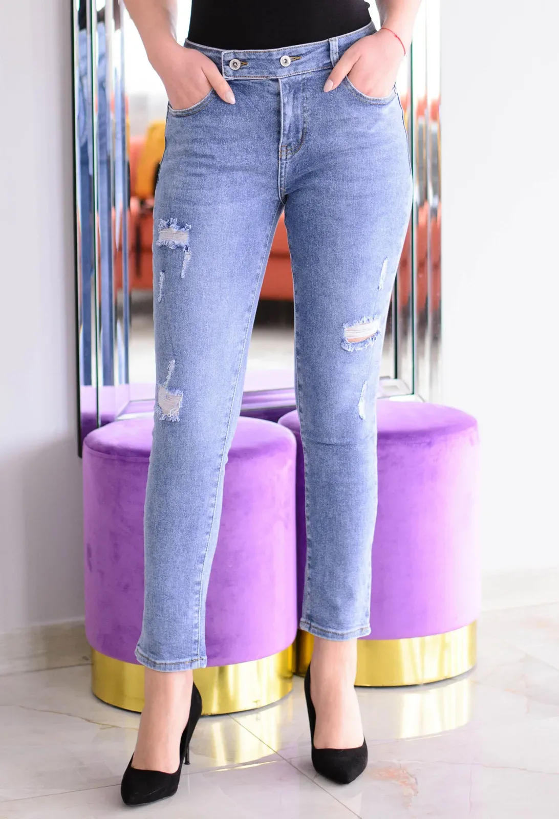 Blugi Boyfriend Cut Blue