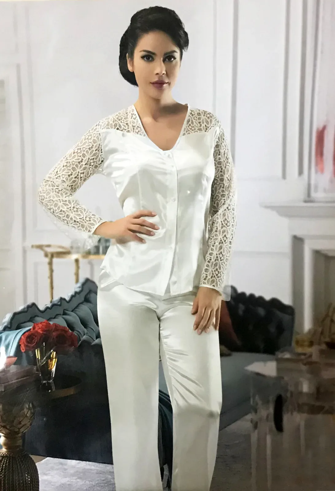 Pijama Silky White #7282