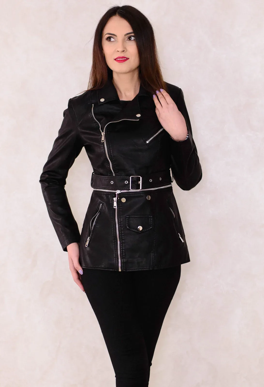 Geaca De Piele Long Term Black