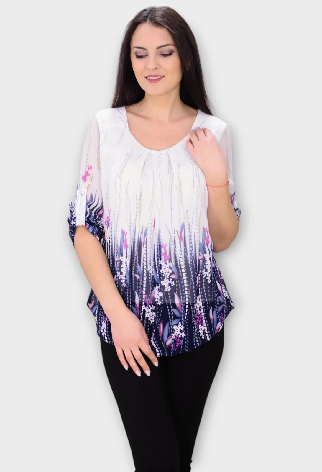 Bluza Alba cu Imprimeu Floral